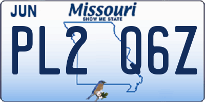 MO license plate PL2Q6Z