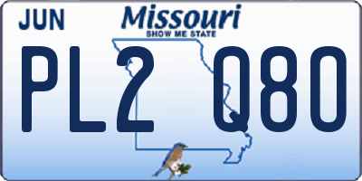 MO license plate PL2Q8O