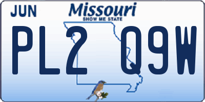 MO license plate PL2Q9W