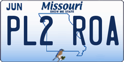 MO license plate PL2R0A