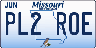 MO license plate PL2R0E