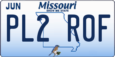 MO license plate PL2R0F