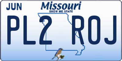 MO license plate PL2R0J