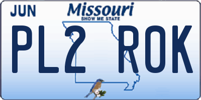 MO license plate PL2R0K