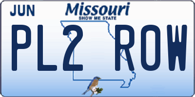 MO license plate PL2R0W