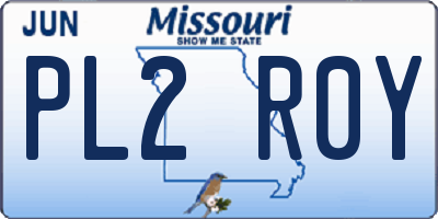 MO license plate PL2R0Y