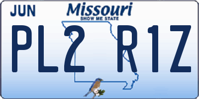 MO license plate PL2R1Z