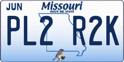 MO license plate PL2R2K