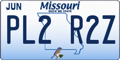 MO license plate PL2R2Z