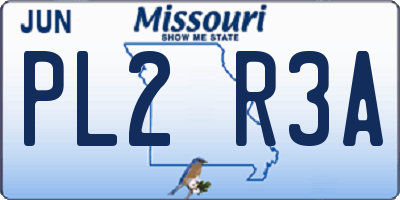 MO license plate PL2R3A