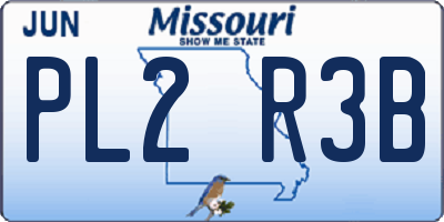 MO license plate PL2R3B