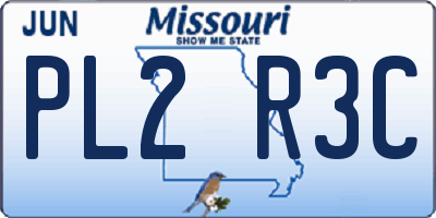 MO license plate PL2R3C