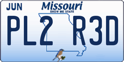 MO license plate PL2R3D