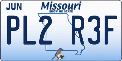 MO license plate PL2R3F
