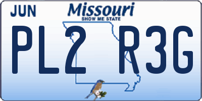 MO license plate PL2R3G
