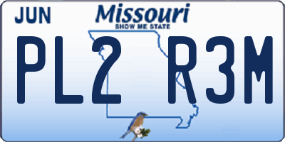 MO license plate PL2R3M