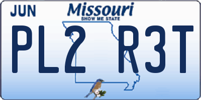 MO license plate PL2R3T