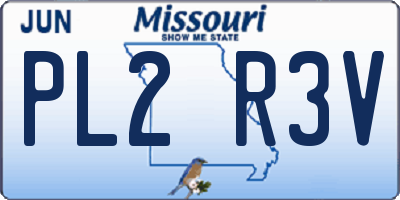 MO license plate PL2R3V
