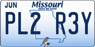 MO license plate PL2R3Y