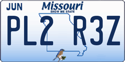 MO license plate PL2R3Z