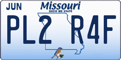 MO license plate PL2R4F