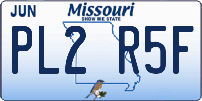 MO license plate PL2R5F