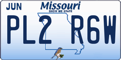 MO license plate PL2R6W