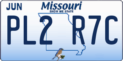 MO license plate PL2R7C