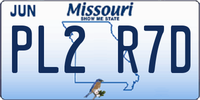 MO license plate PL2R7D