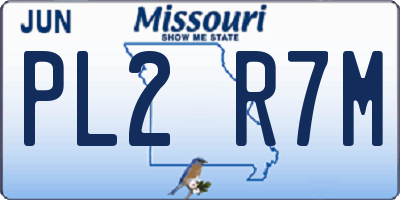 MO license plate PL2R7M