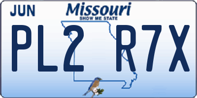 MO license plate PL2R7X