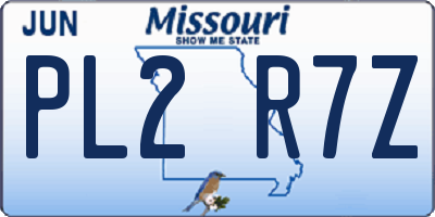 MO license plate PL2R7Z