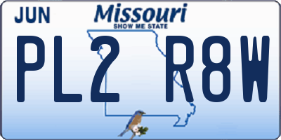 MO license plate PL2R8W