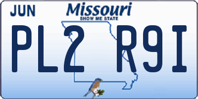 MO license plate PL2R9I
