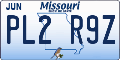 MO license plate PL2R9Z