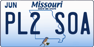 MO license plate PL2S0A