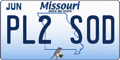 MO license plate PL2S0D
