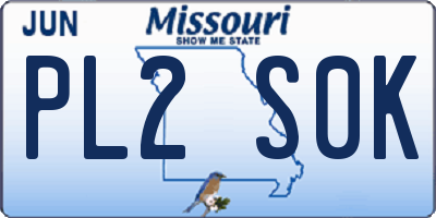 MO license plate PL2S0K