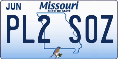 MO license plate PL2S0Z
