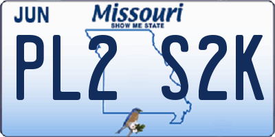 MO license plate PL2S2K