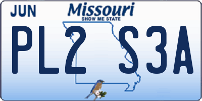 MO license plate PL2S3A
