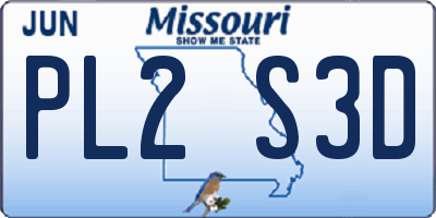 MO license plate PL2S3D