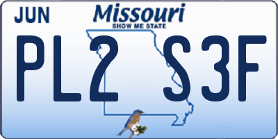 MO license plate PL2S3F
