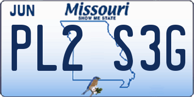 MO license plate PL2S3G