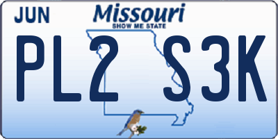 MO license plate PL2S3K