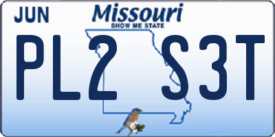 MO license plate PL2S3T