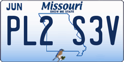MO license plate PL2S3V