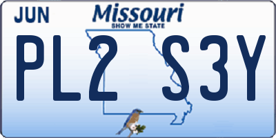 MO license plate PL2S3Y