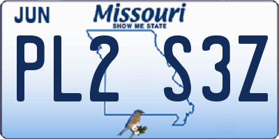 MO license plate PL2S3Z