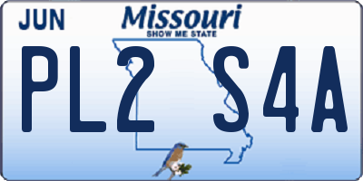 MO license plate PL2S4A